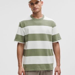 Lululemon Heavyweight Cotton Jersey T-Shirt Green and White Striped Men's XL NWT